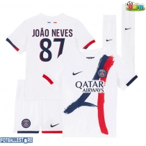 Paris Saint-Germain Joao Neves #87 Bortedraktsett Barn 2025-26 Kortermet (+ Korte bukser)
